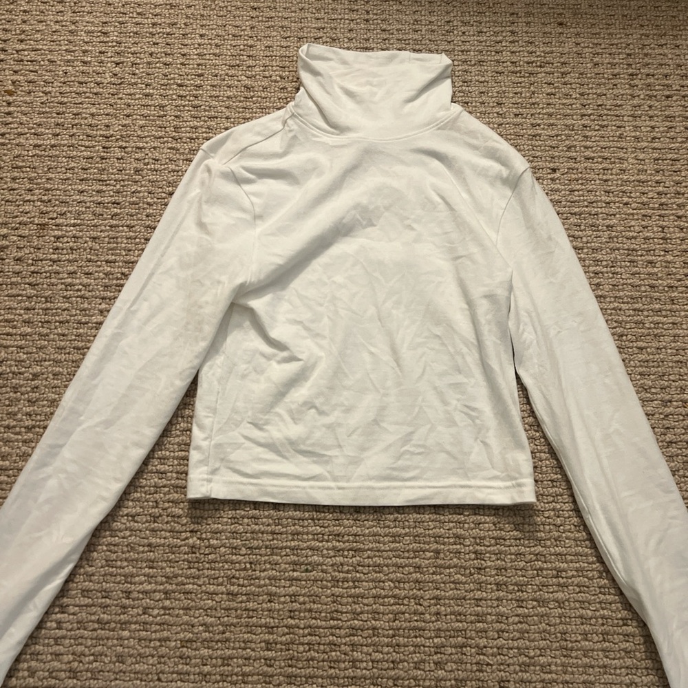 H&M Cream Fitted Long Sleeve Top